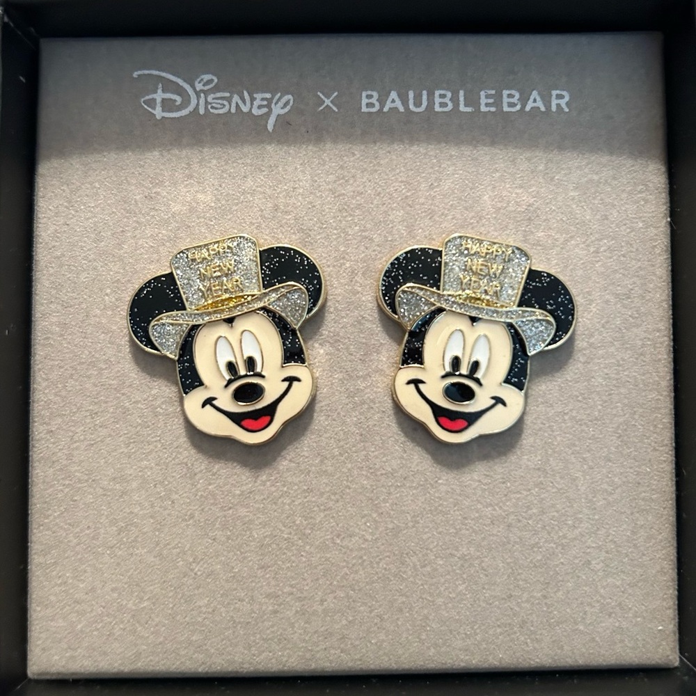 Disney x Baublebar Mickey Mouse Happy New Year Statement Earrings